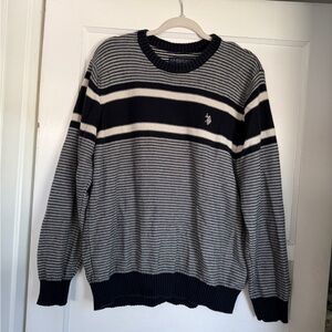 US Polo Assn Men's Striped Sweater - Navy and white